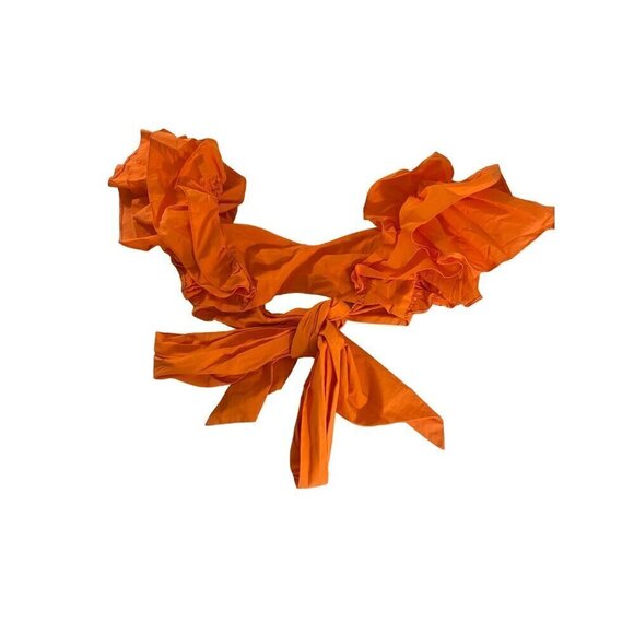 Asos Luxe Women's Orange Wrap Crop Top Puff Sleeves - 0 - Picture 1 of 11